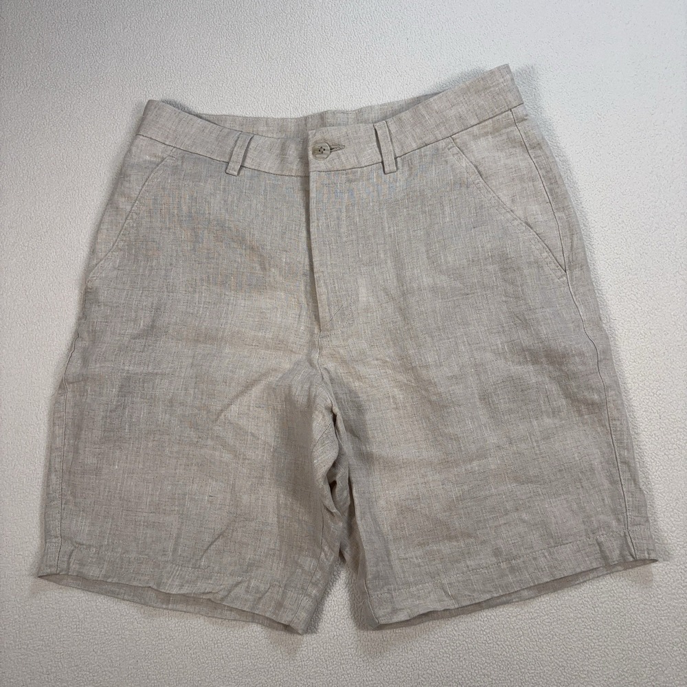 Zara 100% Linen 7.5" Shorts Men's S / 30 Off-White Beige Resort Coastal Vacation